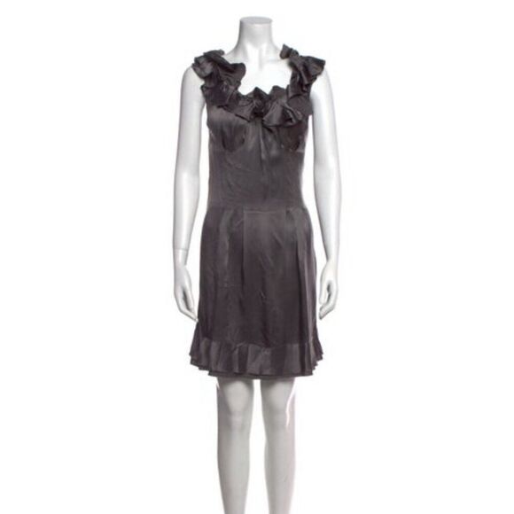 Prada Authentic Solid Gray 100% Silk Tank Mini dress IT 44 US 8 Medium - Picture 1 of 5